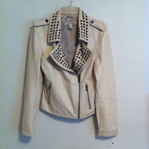 FOREVER 21 Lambskin Studded Moto Jacket